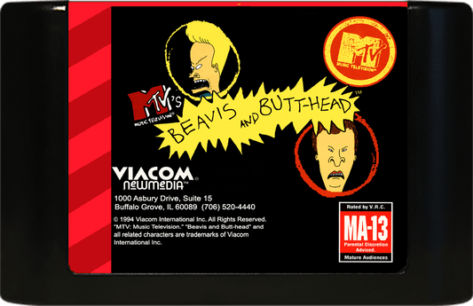 Beavis and Butt-Head (Genesis Compatible) - Reproduction Video Game Cartridge image 0