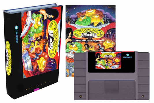 Battletoads in Battlemaniacs (SNES Compatible) – Reproduction Video Game Cartridge with Case and Manual image 0