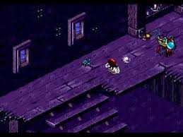 Pixel art scene from a video game with characters and platforms on a dark background. Spot Goes to Hollywood Prototype Reproduction Cartridge CrebbaTECH:RETROVERSE