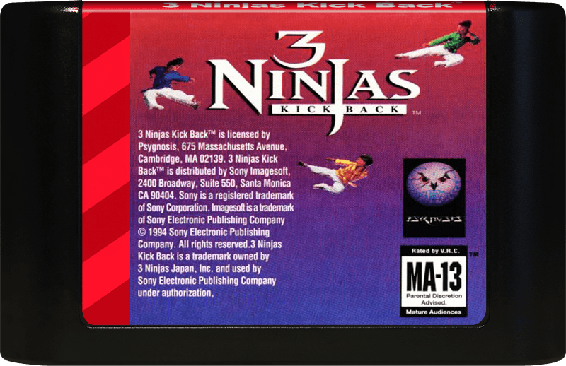 3 Ninjas Kick Back (Genesis Compatible) - Reproduction Video Game Cartridge image 0