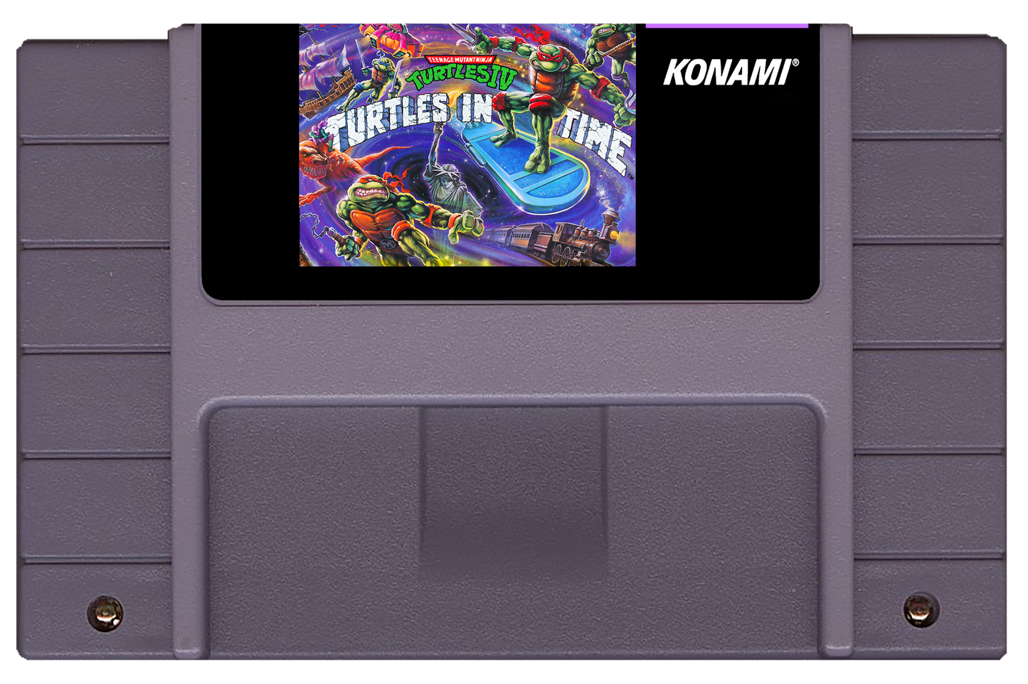 Teenage Mutant Ninja Turtles IV: Turtles in Time (SNES Compatible) - Reproduction Video Game Cartridge image 0