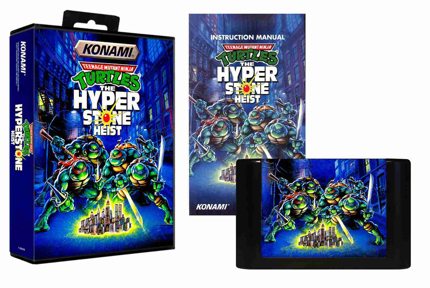 Teenage Mutant Ninja Turtles: The Hyperstone Heist (Genesis Compatible) – Reproduction Video Game Cartridge with Case and Manual image 0