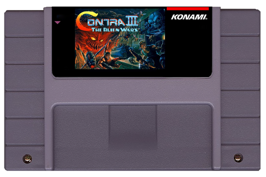Contra III (3): The Alien Wars (SNES Compatible) – Reproduction Video Game Cartridge image 0