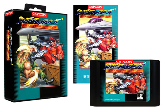 Street Fighter II: Champion Edition (July 30, 1993 prototype) - (Genesis Compatible) - Reproduction Video Game Cartridge with Case and Manual image 0