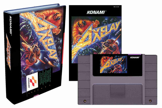 Axelay (SNES Compatible) - Reproduction Video Game Cartridge with Case and Manual image 0