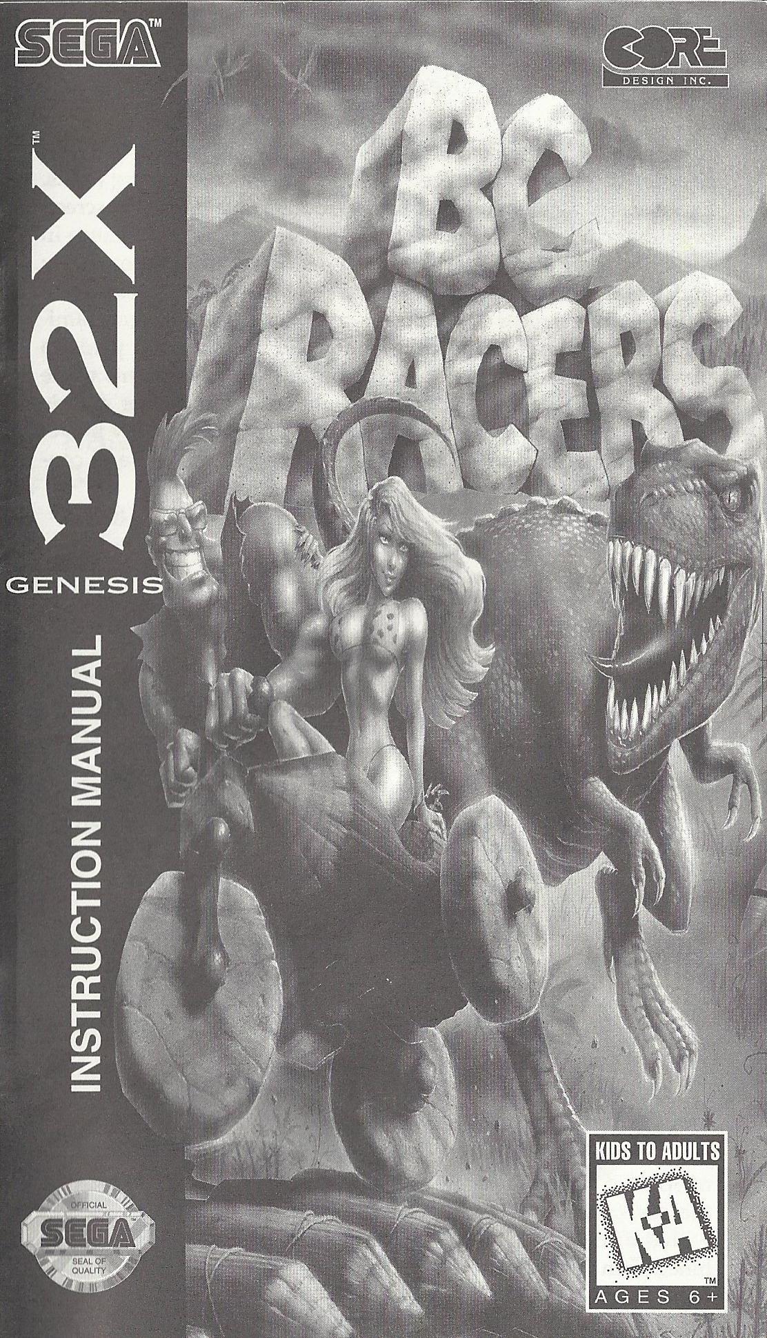 BC Racers (32X Compatible) (32X Shell) - Reproduction Video Game Cartridge with Case and Manual