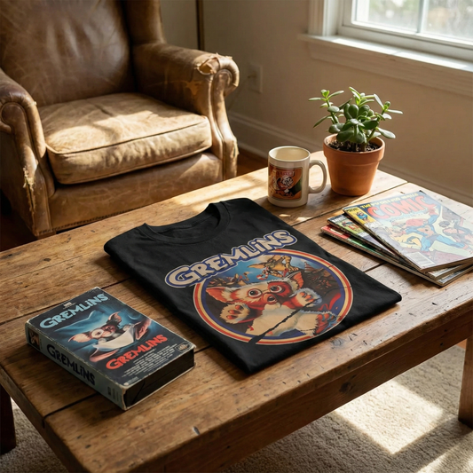 Gremlins Mogwai T-Shirt - Retro 80s Horror Movie Tee - Gizmo Christmas Novelty Cotton Shirt