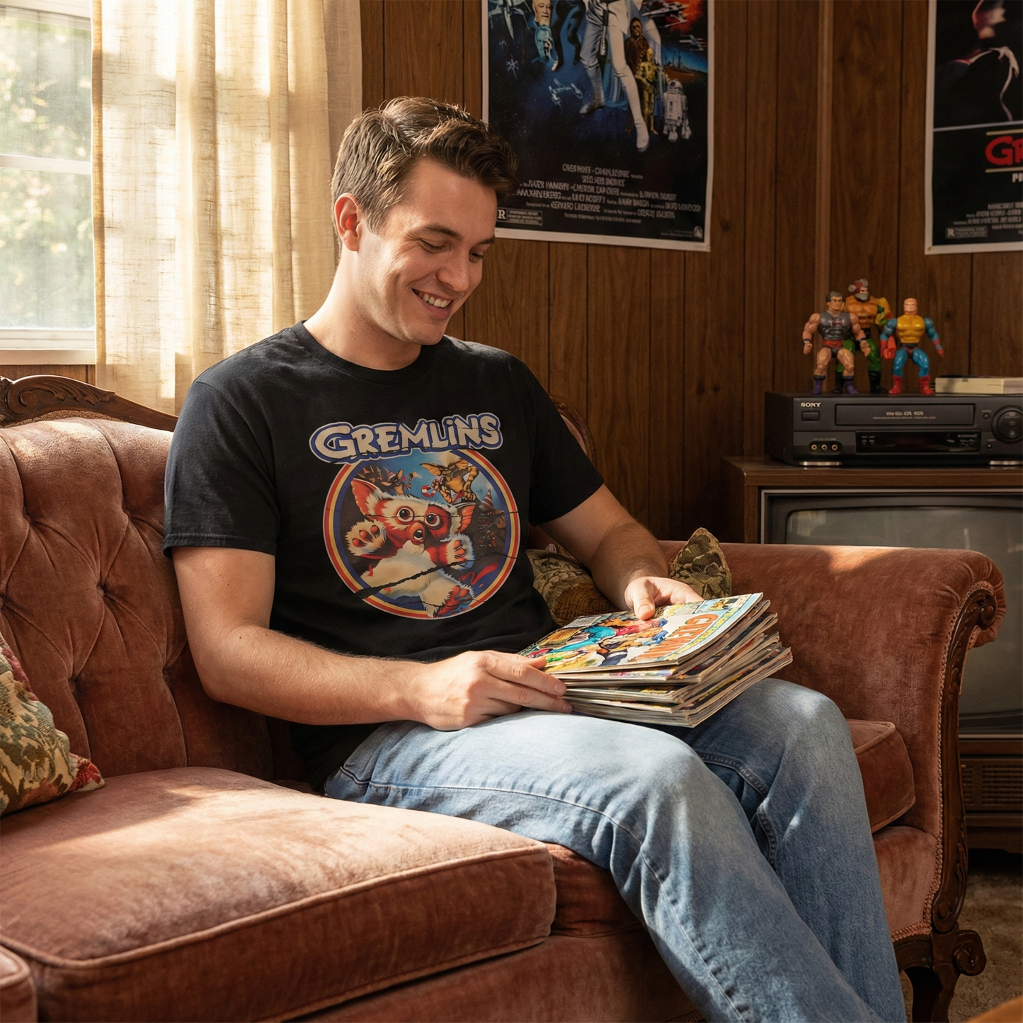 Gremlins Mogwai T-Shirt - Retro 80s Horror Movie Tee - Gizmo Christmas Novelty Cotton Shirt