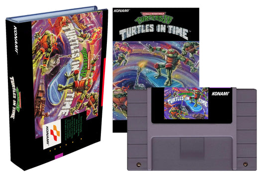 Teenage Mutant Ninja Turtles IV: Turtles in Time (SNES Compatible) - Reproduction Video Game Cartridge with Box and Manual