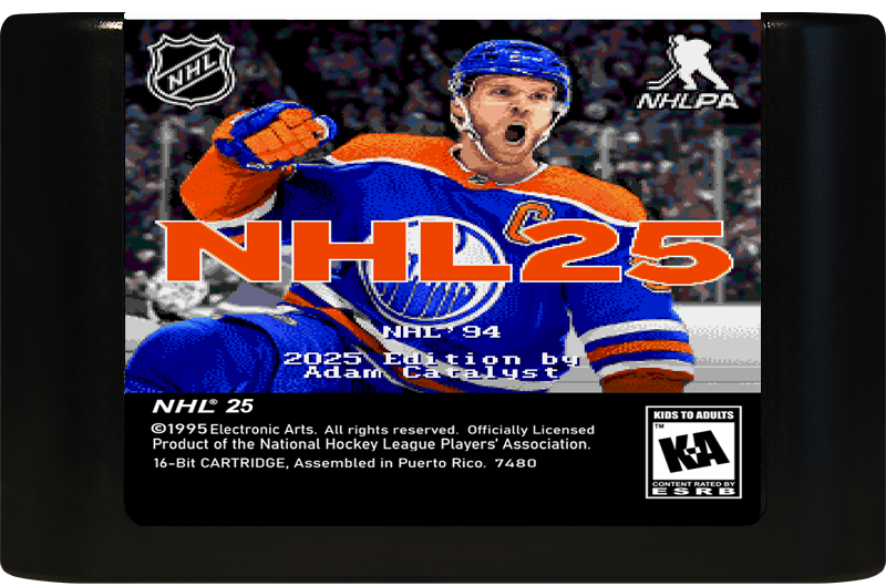 NHL '94 2025 Edition (v3.8) (Genesis Compatible) - Reproduction Video Game Cartridge with Box and Manual