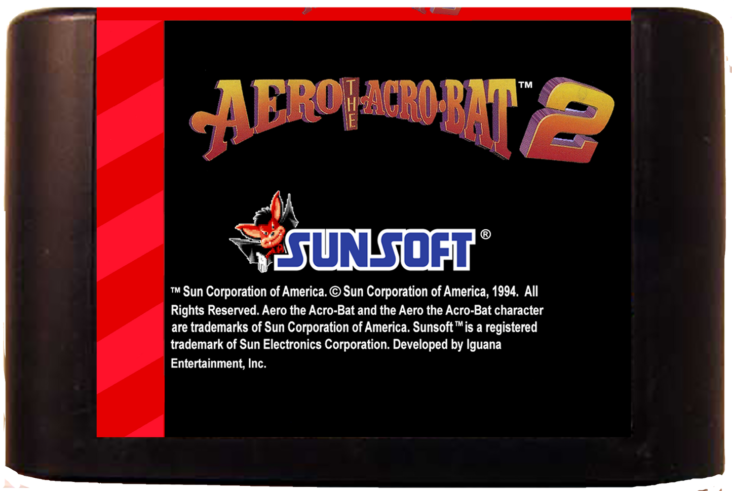 Aero the Acro-Bat 2 (Genesis Compatible) – Reproduction Video Game Cartridge with Case and Manual