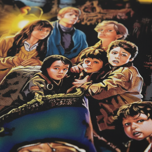 Close-up of Goonies graphic print detail