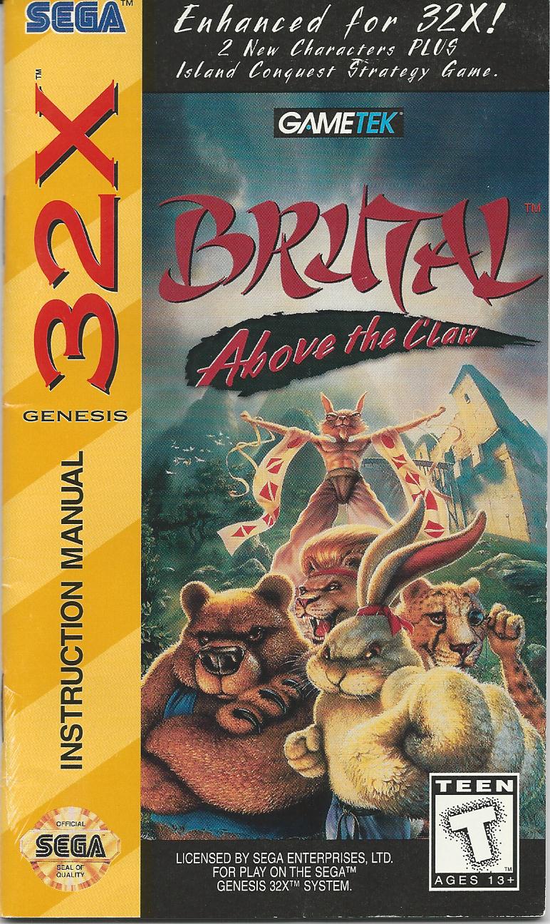 Brutal: Above the Claw (32X Compatible) (32X Shell) – Reproduction Video Game Cartridge with Case and Manual