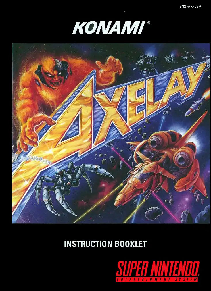 Axelay (SNES Compatible) - Reproduction Video Game Cartridge with Case and Manual
