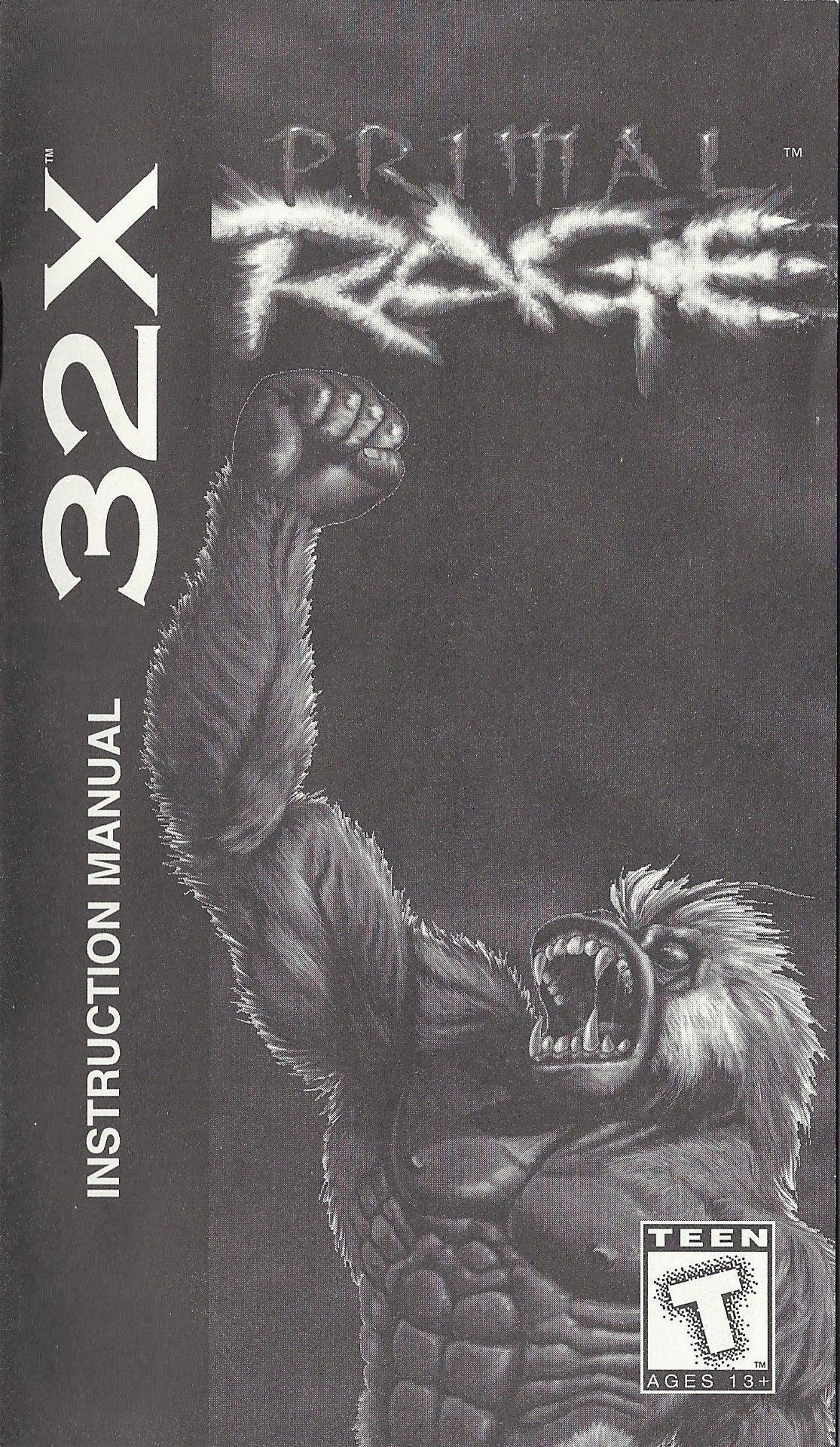 Primal Rage (32X Compatible) – Reproduction Video Game Cartridge with Case and Manual