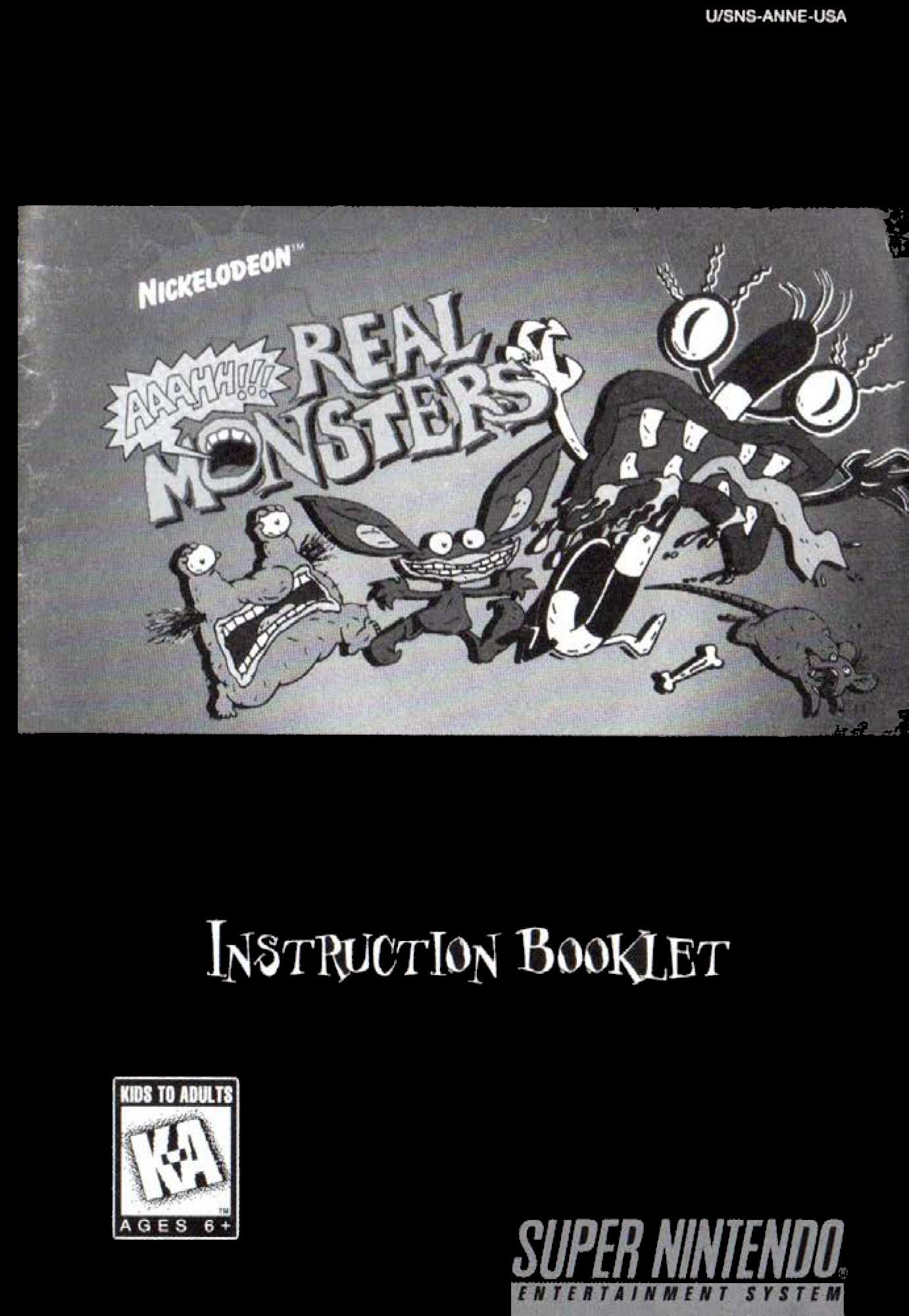 AAAHH!!! Real Monsters (SNES Compatible) - Reproduction Video Game Cartridge with Case and Manual