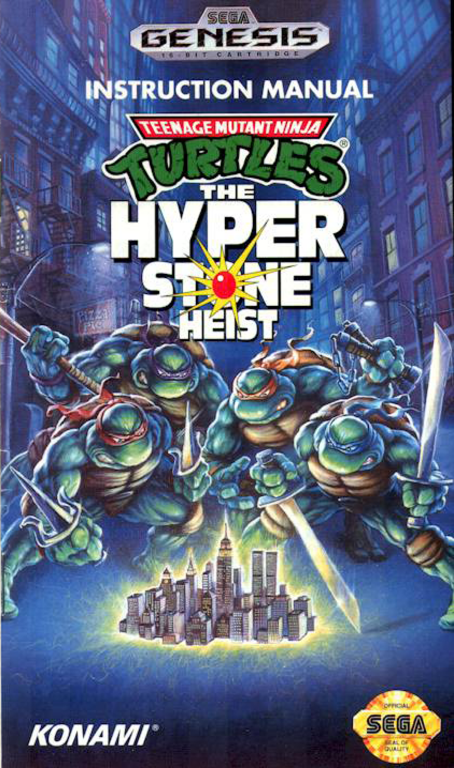 Teenage Mutant Ninja Turtles: The Hyperstone Heist (Genesis Compatible) – Reproduction Video Game Cartridge with Case and Manual
