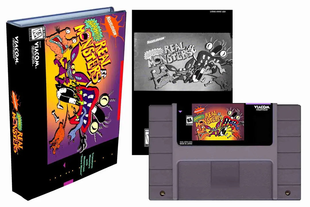 AAAHH!!! Real Monsters (SNES Compatible) - Reproduction Video Game Cartridge with Case and Manual image 0