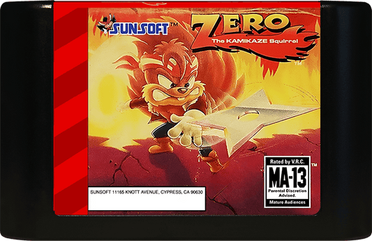 Zero the Kamikaze Squirrel (Genesis Compatible) - Reproduction Video Game Cartridge image 0