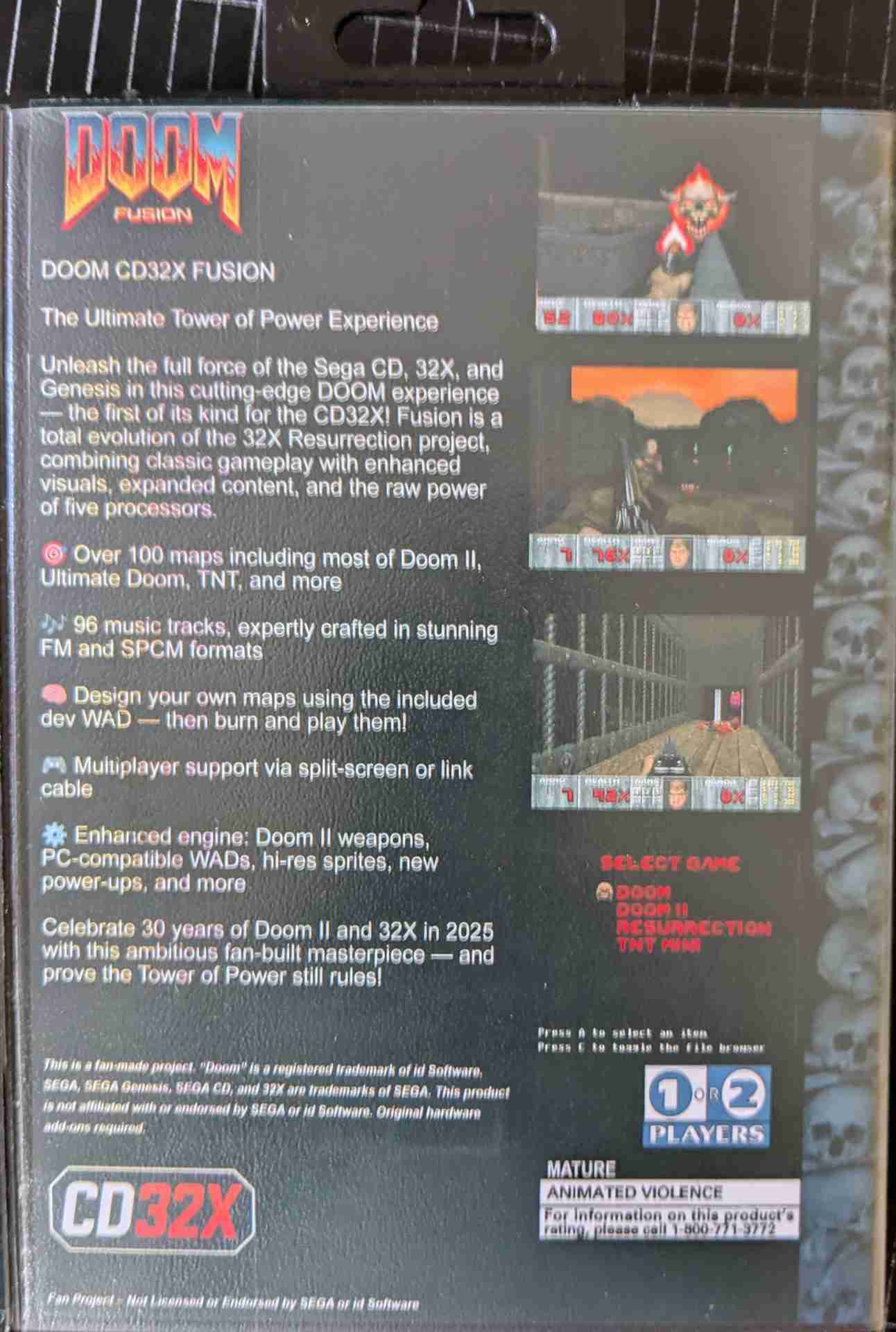 Doom CD32X Fusion (V2.2) - SRAM Saving - Reproduction Video Game Cartridge and Compact Disc with Case and Manual image 4