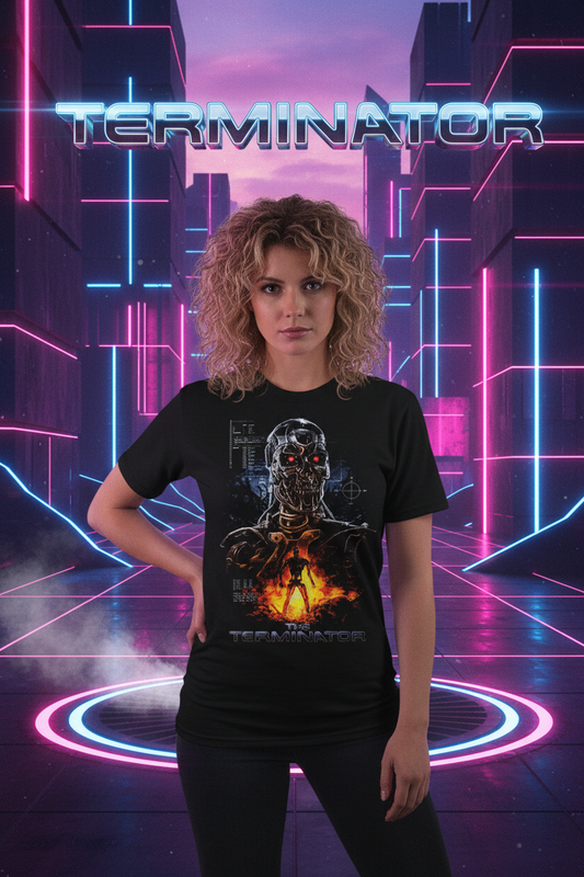 Female model retro-futuristic setting