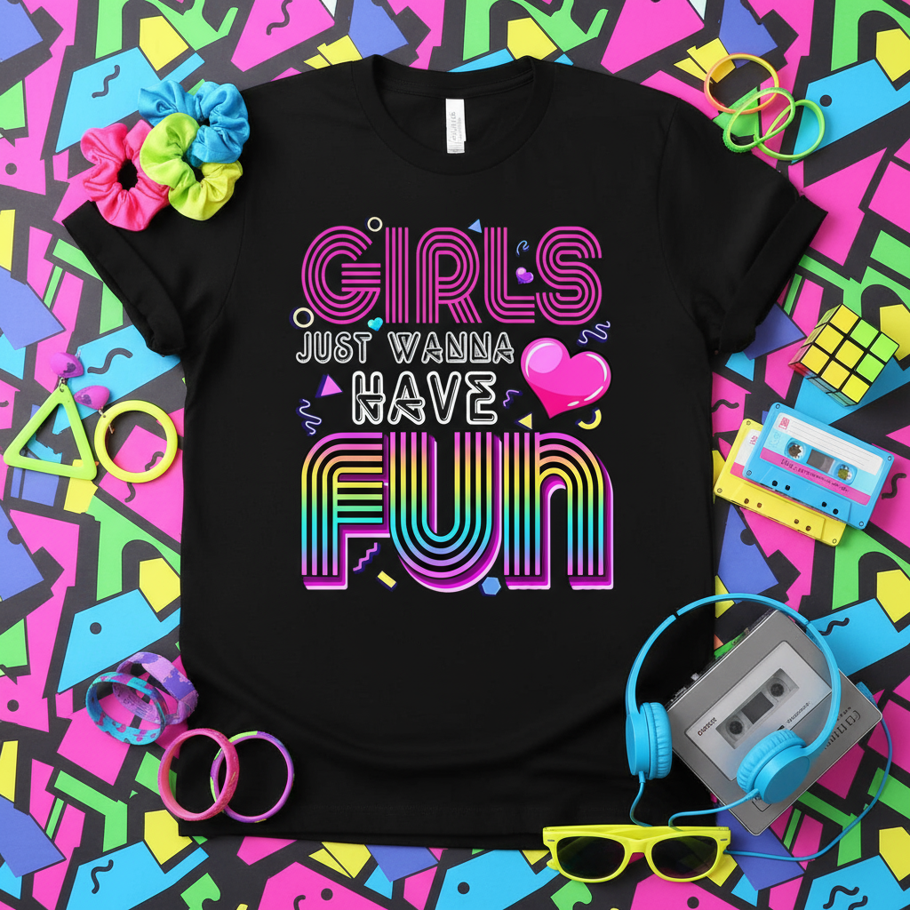 Flat lay with 80s accessories