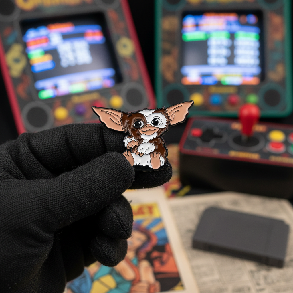 Gizmo Enamel Pin – Retro Gremlins Fan Collectible with Gloss Finish, Bold Detailing & 80s Nostalgia