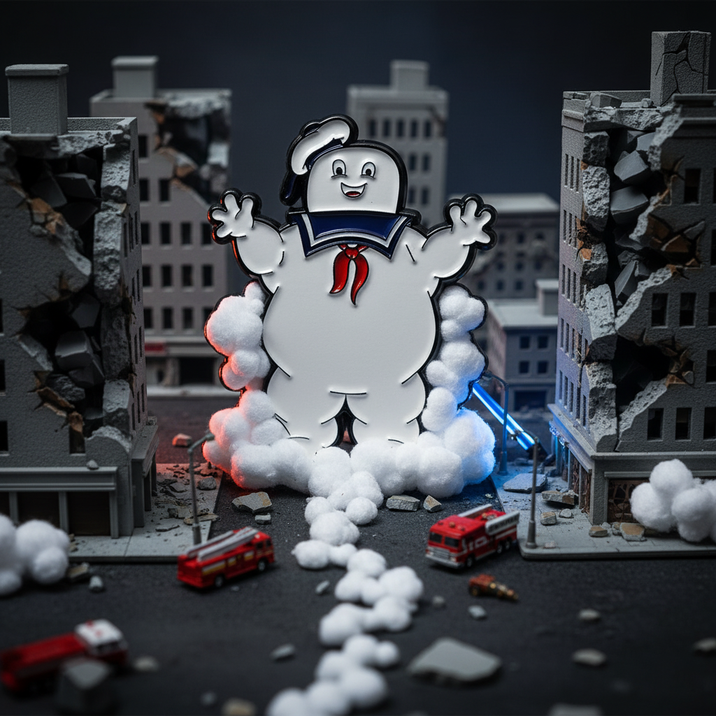 Stay Puft Marshmallow Man Enamel Pin – Retro Ghostbusters Collectible