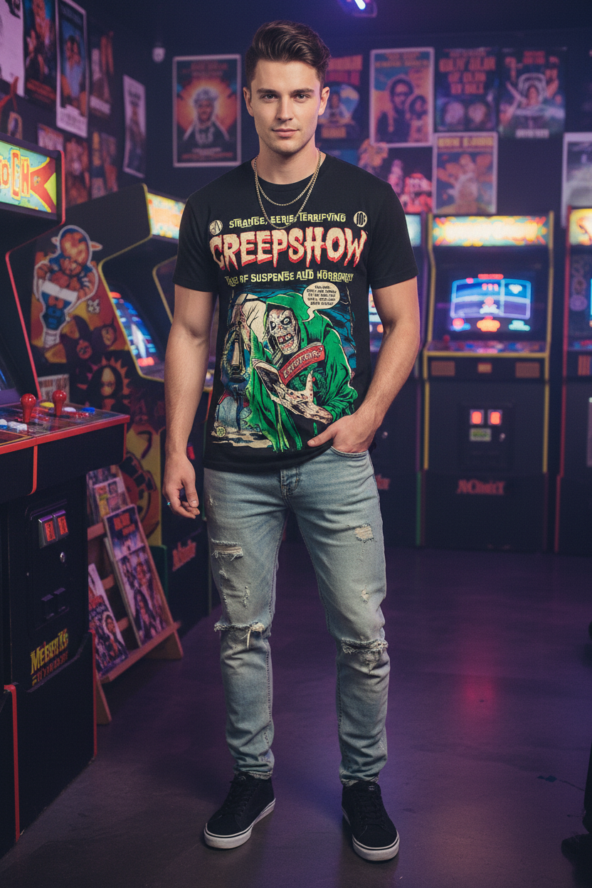 Male model retro arcade