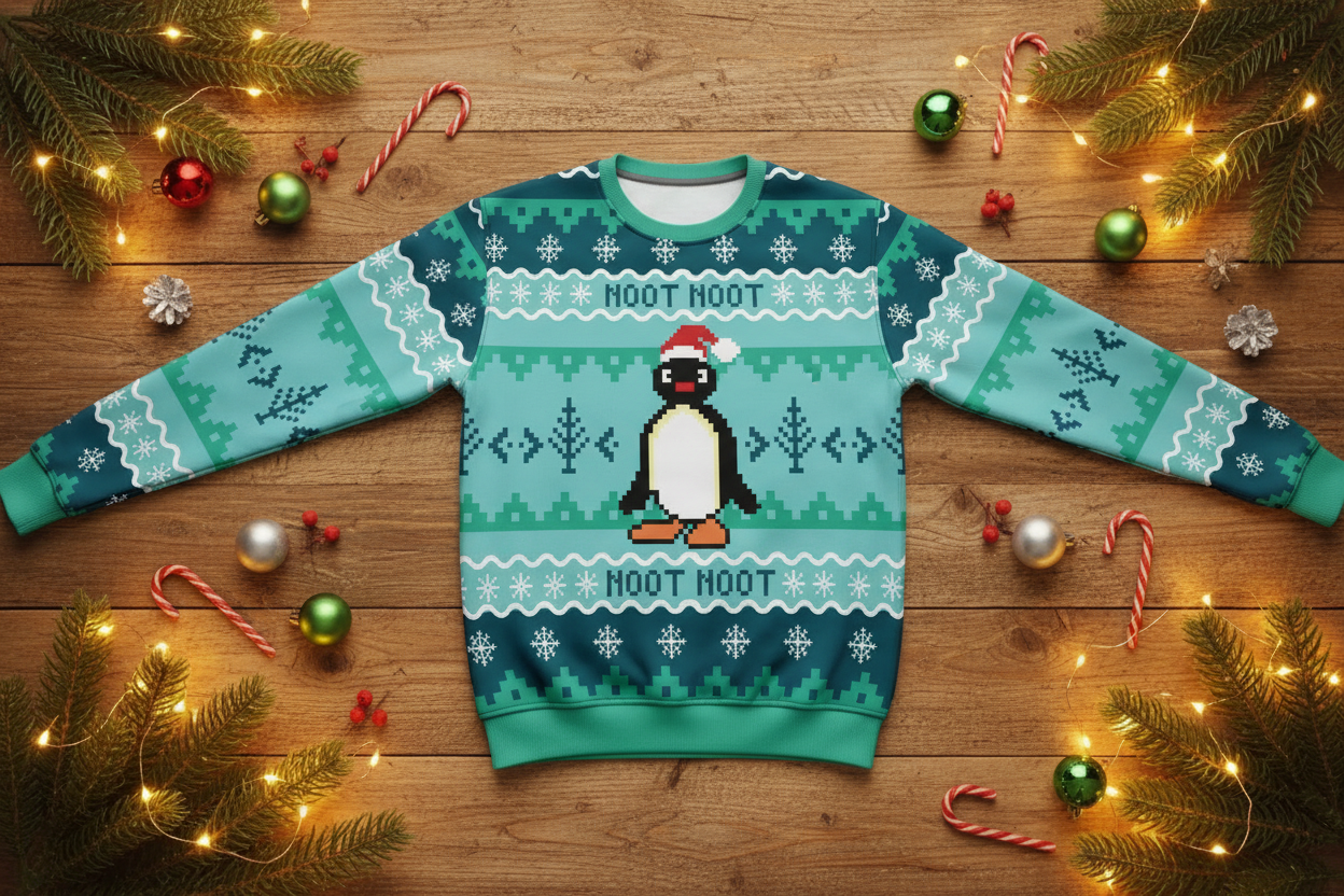Pingu Sweater Flat Lay