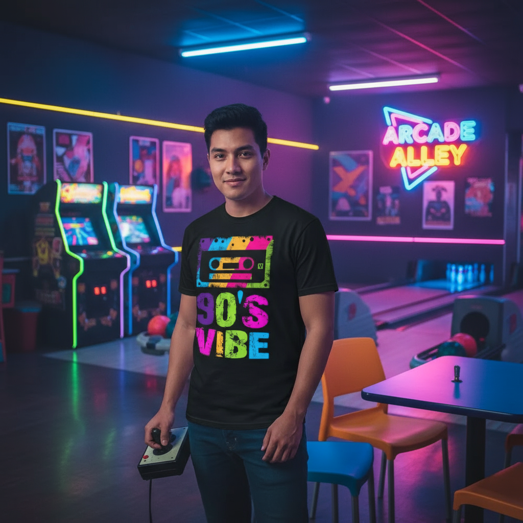 Retro arcade with neon lights