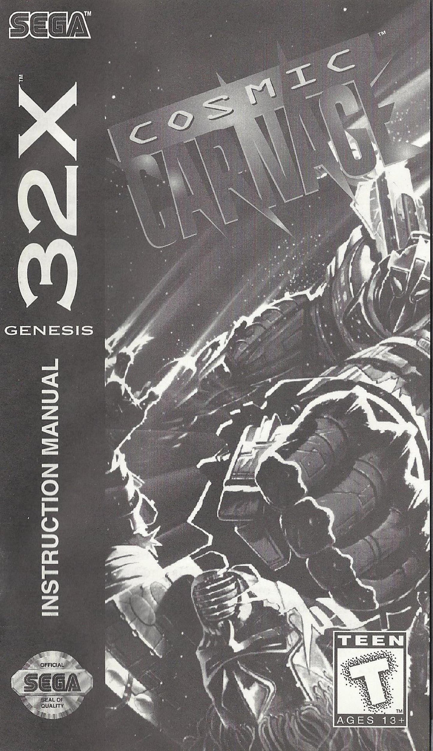 Cosmic Carnage (32X Compatible) (32X Shell) – Reproduction Video Game Cartridge with Case and Manual