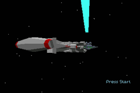 Space ship in space with 'Press Start' text. Star Wars 32X CrebbaTECH: RETROVERSE