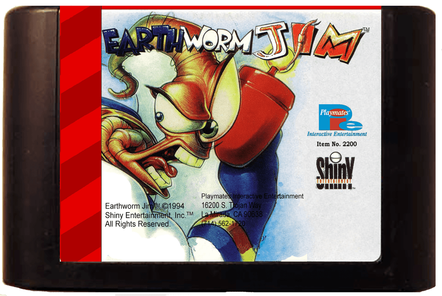 Earthworm Jim (Genesis Compatible) - Reproduction Video Game Cartridge image 0