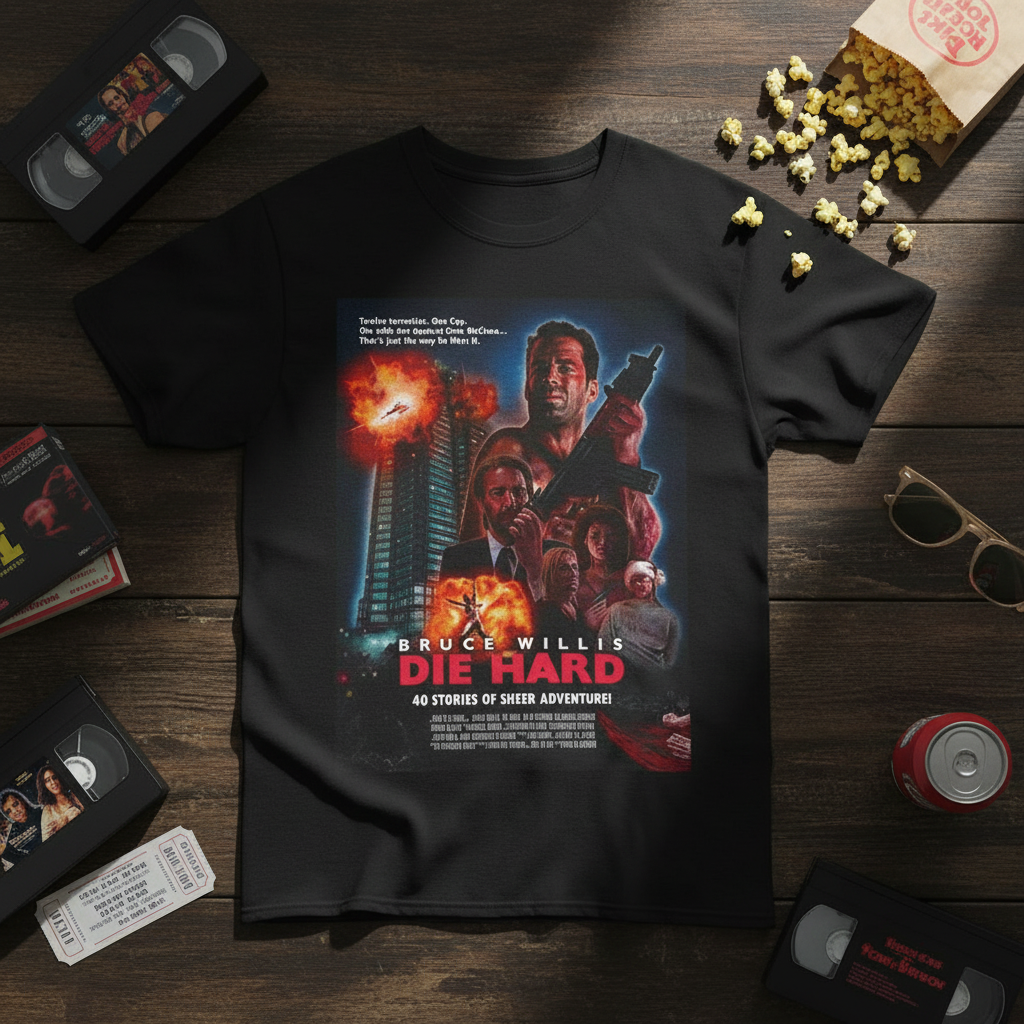 80s movie memorabilia flat lay