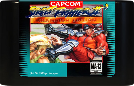 Street Fighter II: Champion Edition (July 30, 1993 prototype) - (Genesis Compatible) - Reproduction Video Game Cartridge with Case and Manual image 1