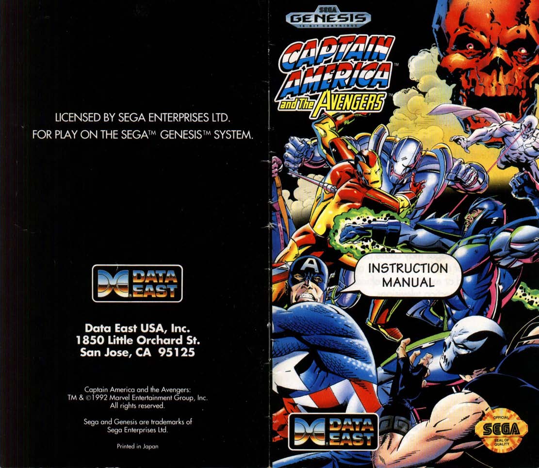 Captain America and the Avengers (Genesis Compatible) - Reproduction Video Game Cartridge