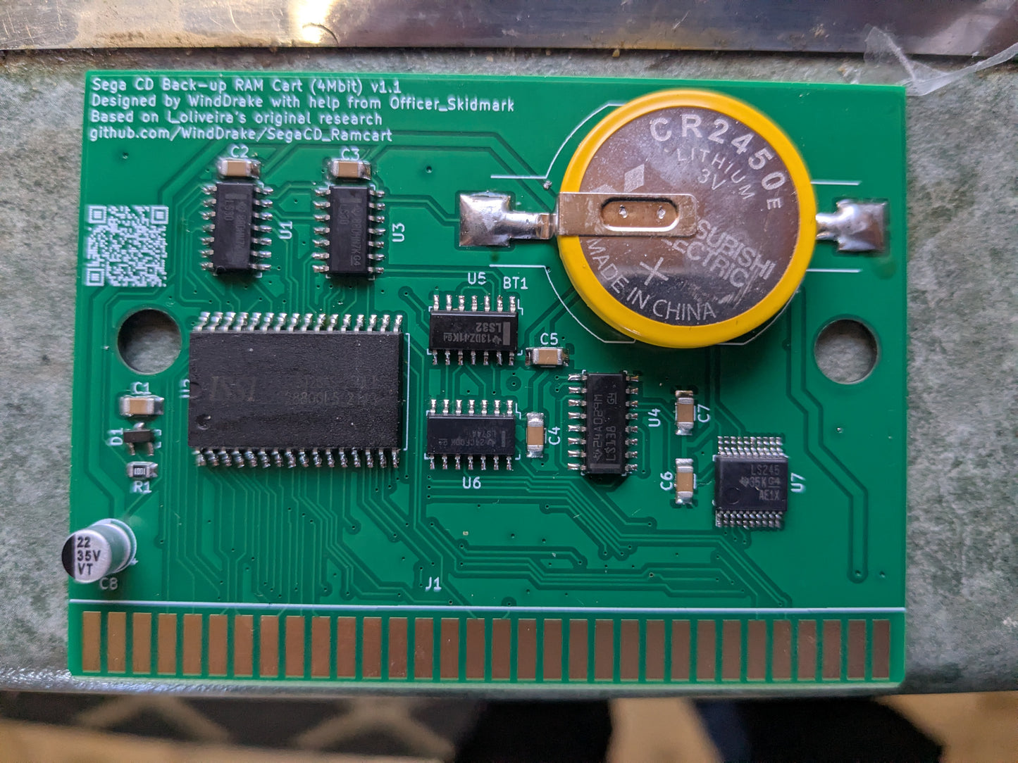 Sega CD RAM Cart v1.1 - Open Source KiCad Backup Memory Cartridge for Sega CD Mega CD Console