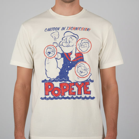 T-shirt with Popeye graphic design on a white background