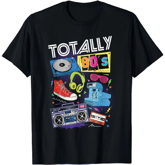 80s Retro T-Shirt - Vintage Turntable Cassette Tape Graphic Tee | Unisex Cotton 1980s Nostalgia Shirt