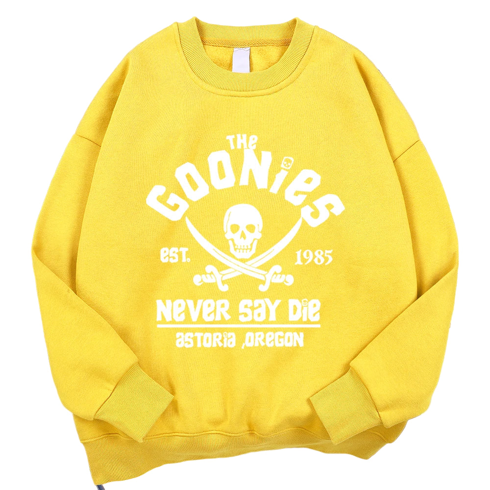 Goonies Never Say Die Sweatshirt - Retro 80s Movie Crewneck Hoodie Unisex