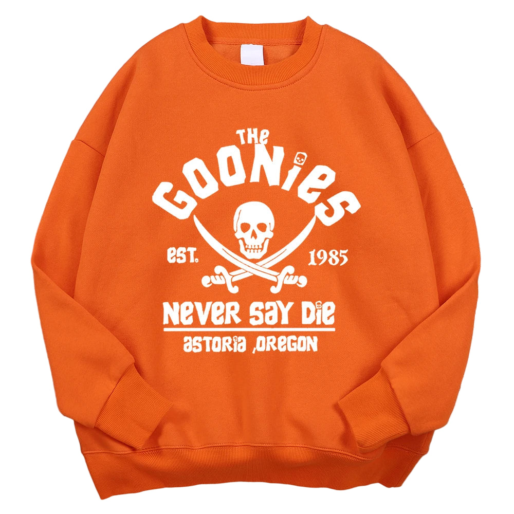 Goonies Never Say Die Sweatshirt - Retro 80s Movie Crewneck Hoodie Unisex