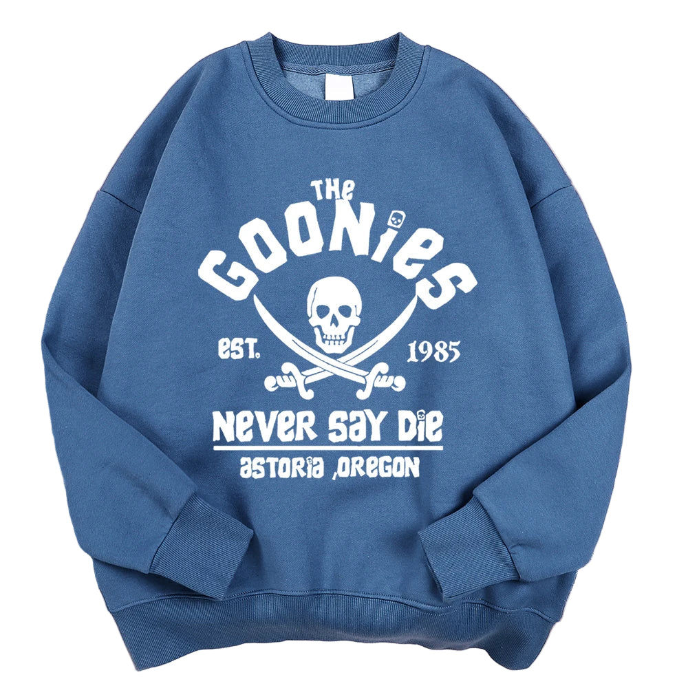 Goonies Never Say Die Sweatshirt - Retro 80s Movie Crewneck Hoodie Unisex