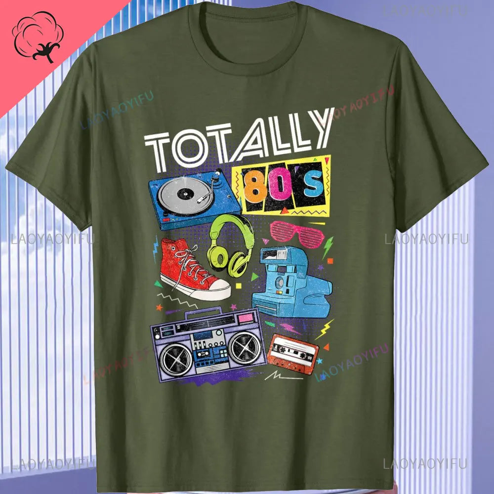 80s Retro T-Shirt - Vintage Turntable Cassette Tape Graphic Tee | Unisex Cotton 1980s Nostalgia Shirt