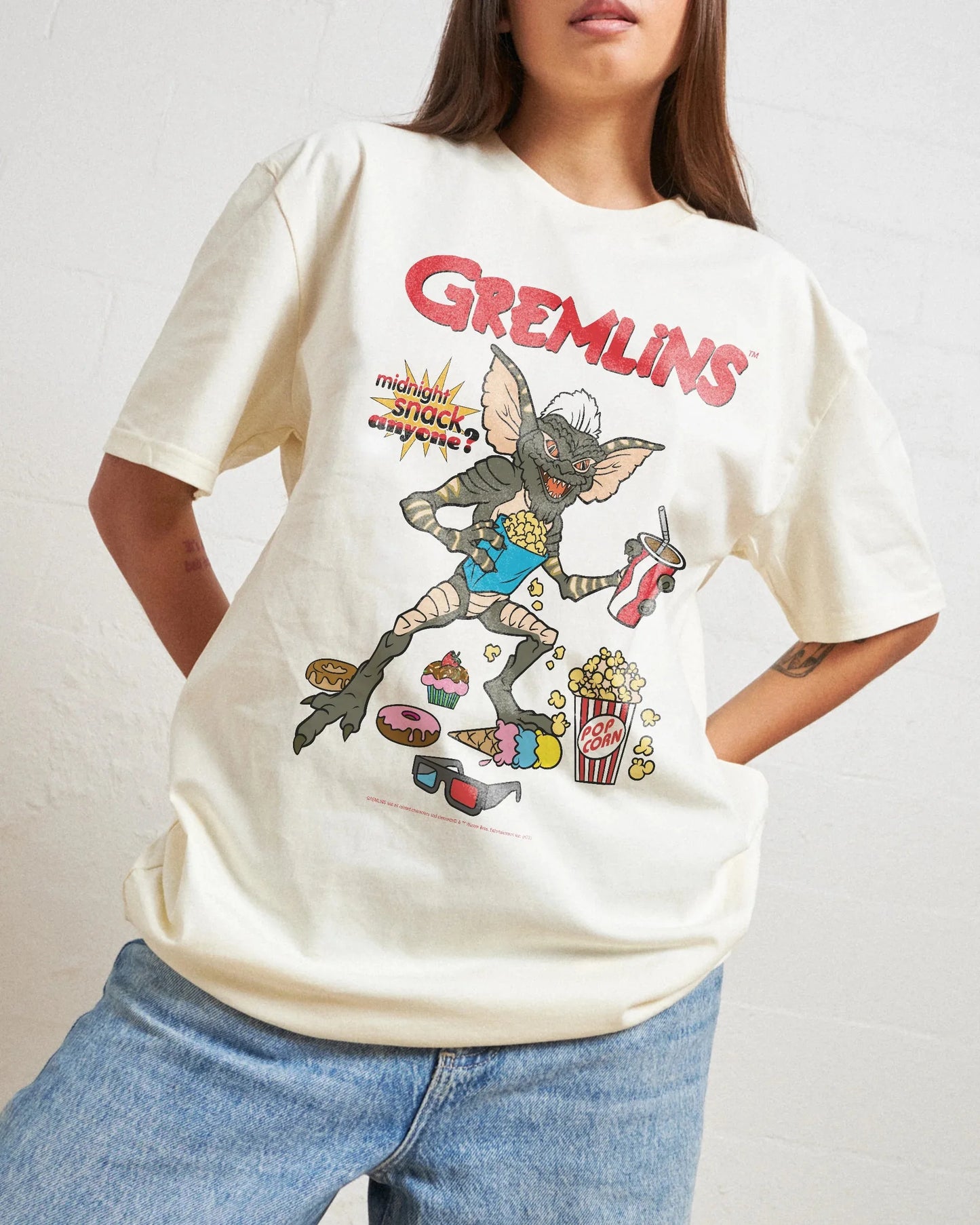 Gremlins Stripe T-Shirt - Retro 80s Horror Movie Tee - Evil Gremlin Graphic Cotton Shirt