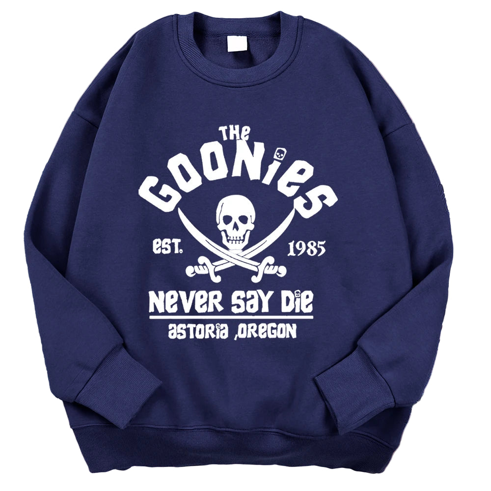 Goonies Never Say Die Sweatshirt - Retro 80s Movie Crewneck Hoodie Unisex