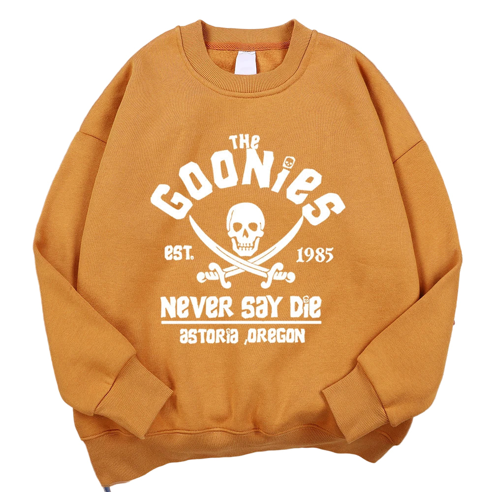 Goonies Never Say Die Sweatshirt - Retro 80s Movie Crewneck Hoodie Unisex