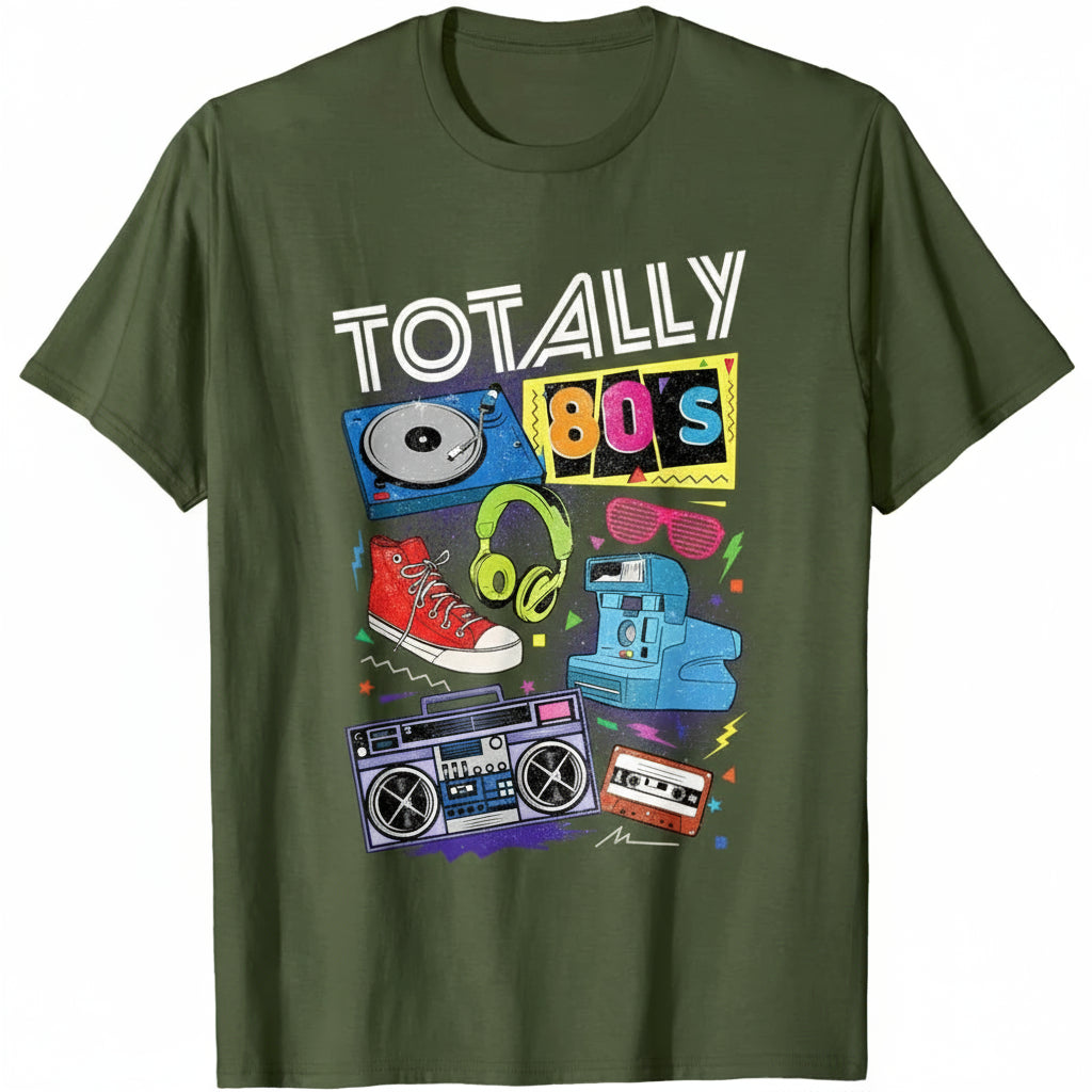 80s Retro T-Shirt - Vintage Turntable Cassette Tape Graphic Tee | Unisex Cotton 1980s Nostalgia Shirt