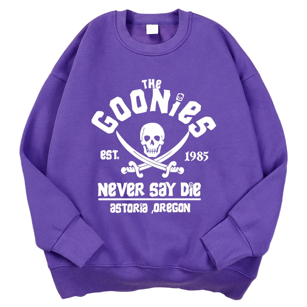 Goonies Never Say Die Sweatshirt - Retro 80s Movie Crewneck Hoodie Unisex