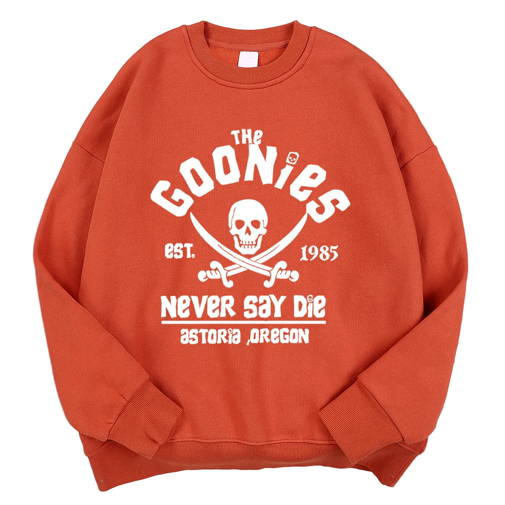 Goonies Never Say Die Sweatshirt - Retro 80s Movie Crewneck Hoodie Unisex